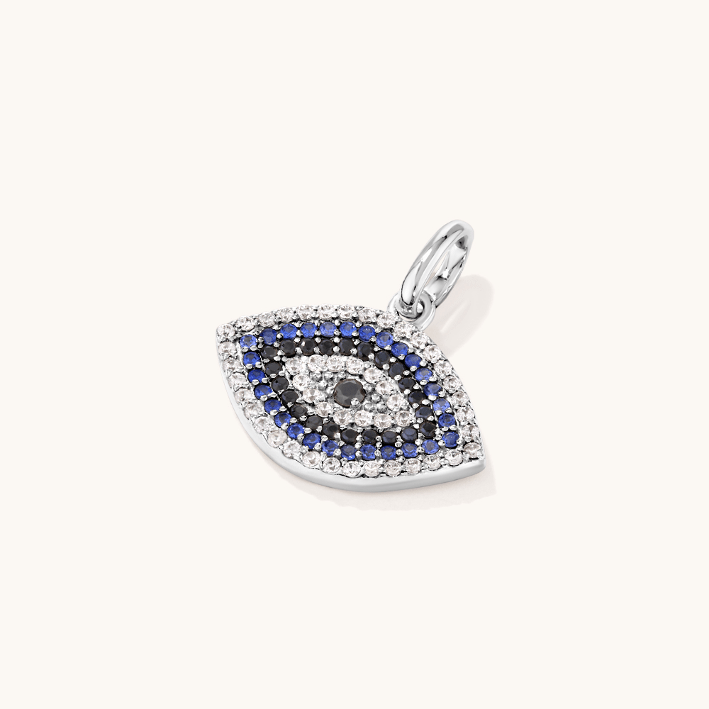 Cubic Zirconia Pave Evil Eye Pendant in Sterling Silver Pendants Bevilles 