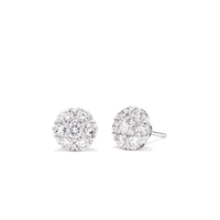 Halo Cluster Stud Earrings with 1.00tw of Laboratory-Grown Diamonds in Sterling Silver and Platinum Earrings Bevilles 