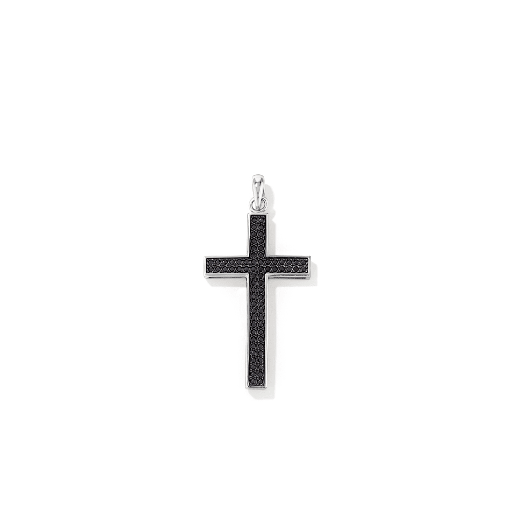Black Cubic Zirconia Cross Pendant in Sterling Silver Pendants Bevilles 