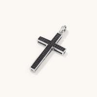 Black Cubic Zirconia Cross Pendant in Sterling Silver Pendants Bevilles 