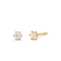 3mm Round Cubic Zirconia Stud Earrings in 18kt Fine Gold Plated Sterling Silver Earrings Bevilles 