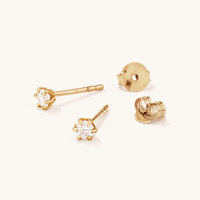 3mm Round Cubic Zirconia Stud Earrings in 18kt Fine Gold Plated Sterling Silver Earrings Bevilles 
