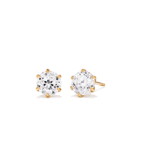 7mm Round Cubic Zirconia Stud Earrings in 18kt Fine Gold Plated Sterling Silver Earrings Bevilles 