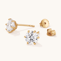 7mm Round Cubic Zirconia Stud Earrings in 18kt Fine Gold Plated Sterling Silver Earrings Bevilles 