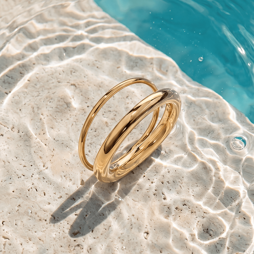 10mm Layered Ring in Waterproof PVD Stainless Steel Rings Bevilles 