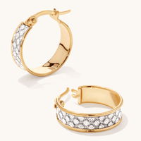 15mm Glitter Hoops in 9kt Bonded Gold Silver Filled Earrings Bevilles 