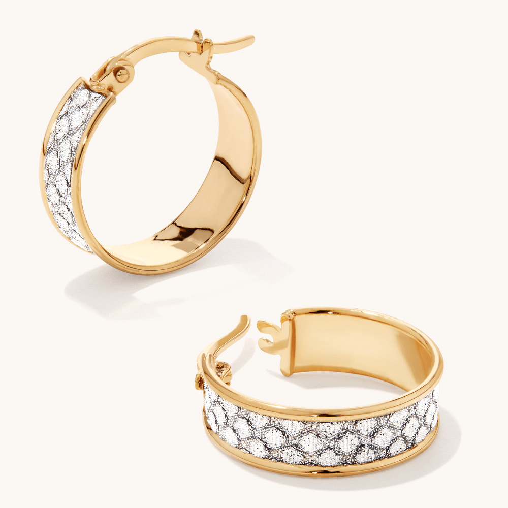 15mm Glitter Hoops in 9kt Bonded Gold Silver Filled Earrings Bevilles 