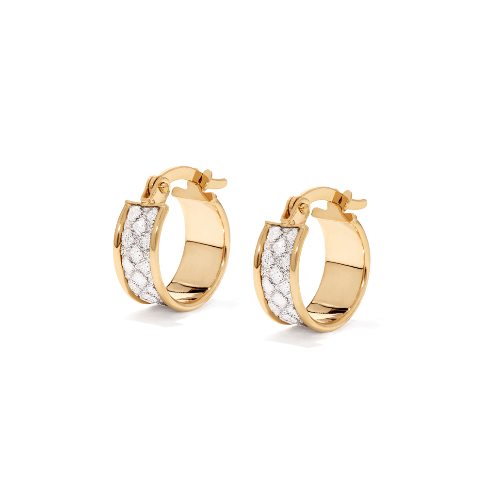 10mm Glitter Hoops in 9kt Bonded Gold Silver Filled Earrings Bevilles 