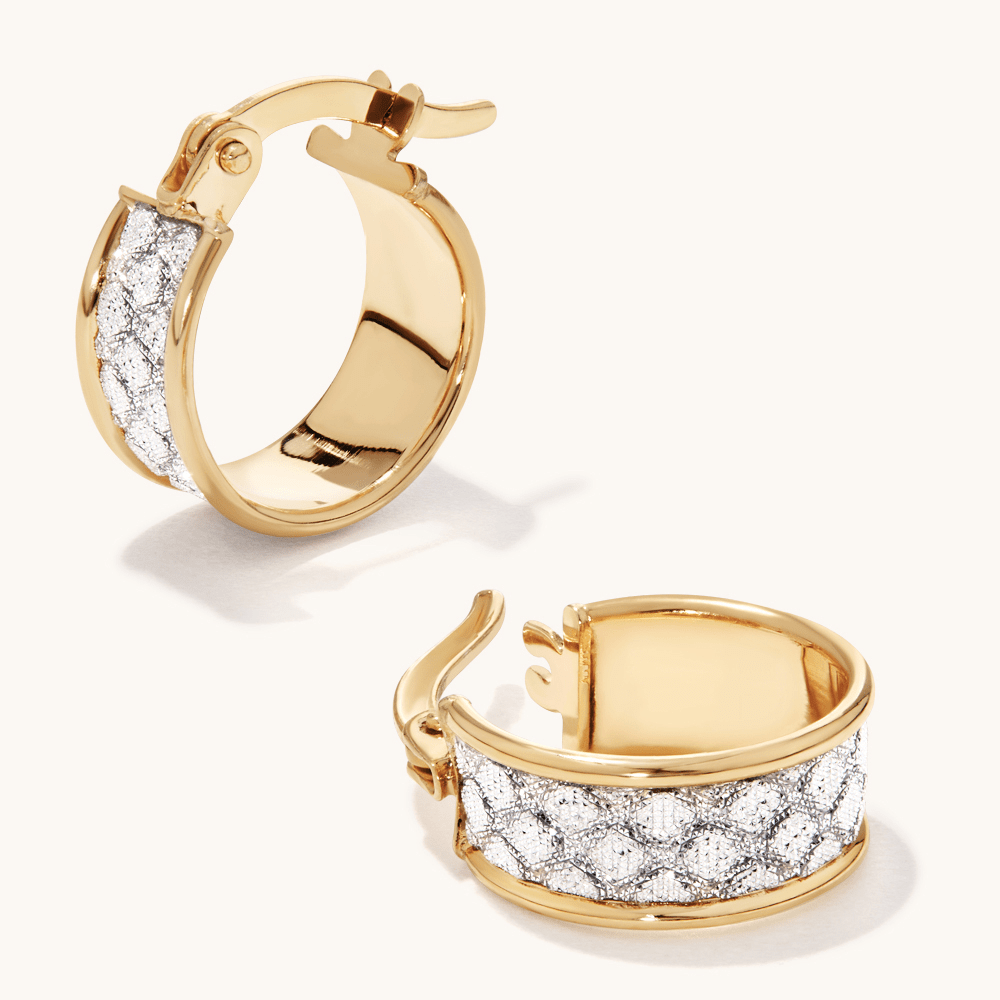 10mm Glitter Hoops in 9kt Bonded Gold Silver Filled Earrings Bevilles 