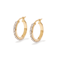 15mm Crystal Hoops in 9kt Bonded Gold Silver Filled Earrings Bevilles 