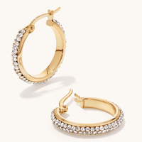 15mm Crystal Hoops in 9kt Bonded Gold Silver Filled Earrings Bevilles 
