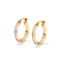 10mm Cubic Zirconia Channel Hoops in 9kt Bonded Gold Silver Filled Earrings Bevilles 