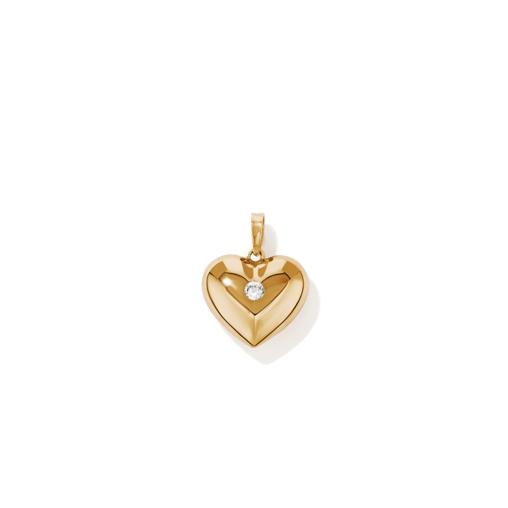 Cubic Zirconia Puff Heart Pendant in 9kt Bonded Gold Silver Filled Pendants Bevilles 