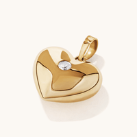 Cubic Zirconia Puff Heart Pendant in 9kt Bonded Gold Silver Filled Pendants Bevilles 