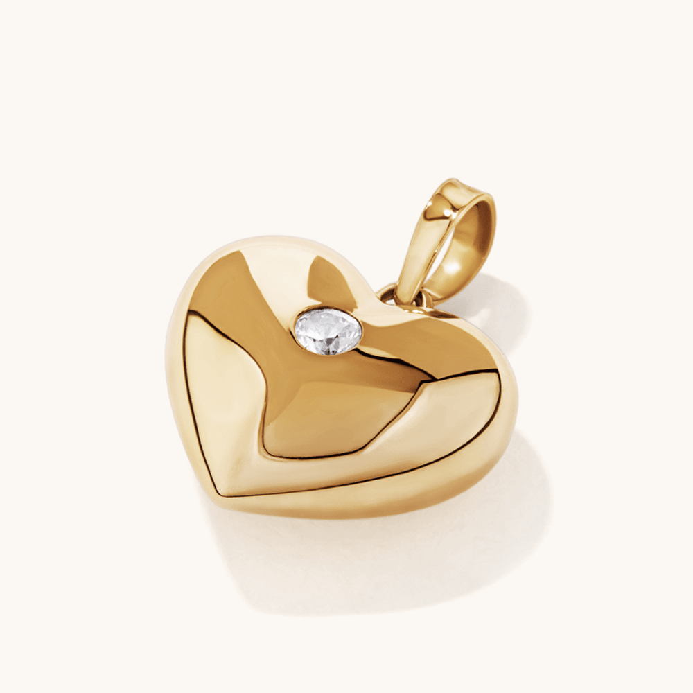Cubic Zirconia Puff Heart Pendant in 9kt Bonded Gold Silver Filled Pendants Bevilles 