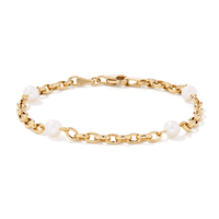 18cm Freshwater Pearl Station Bracelet in 9kt Bonded Gold Silver Filled Bracelets Bevilles 