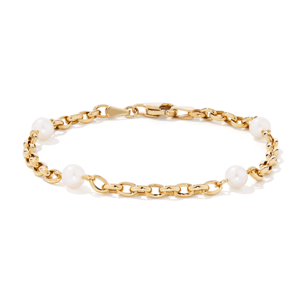 18cm Freshwater Pearl Station Bracelet in 9kt Bonded Gold Silver Filled Bracelets Bevilles 