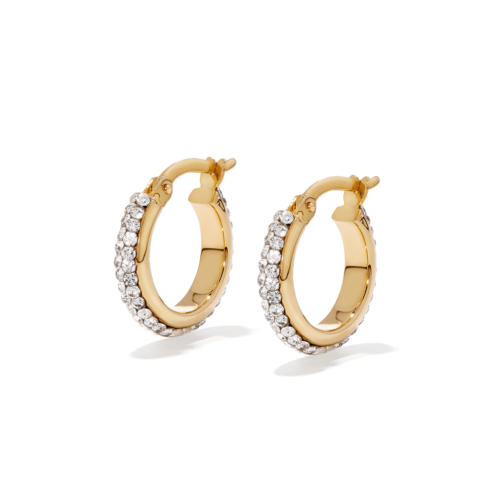 10mm Crystal Hoops in 9kt Bonded Gold Silver Filled Earrings Bevilles 