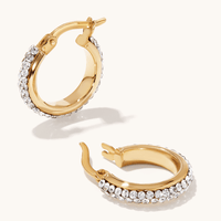 10mm Crystal Hoops in 9kt Bonded Gold Silver Filled Earrings Bevilles 