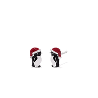 Christmas Penguin Stud Earrings in Sterling Silver with Enamel Earrings Bevilles 