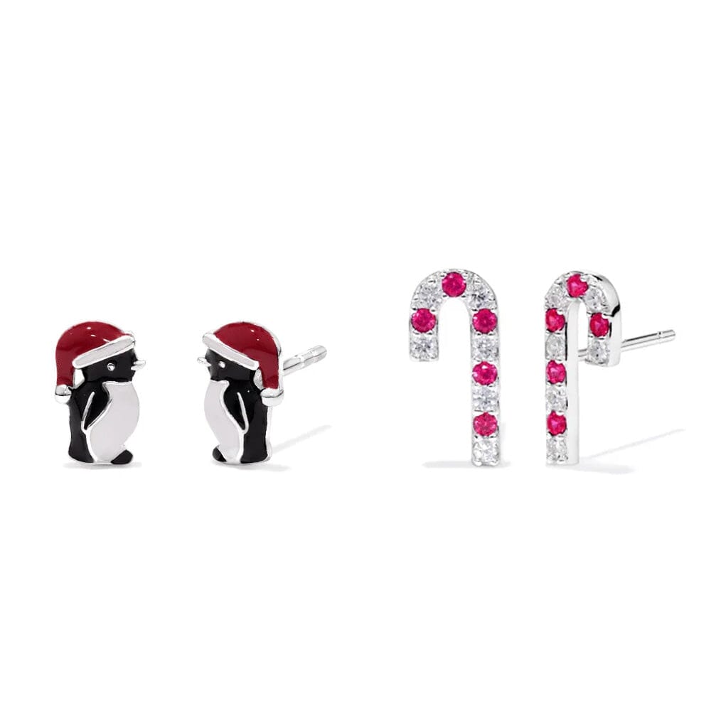 Christmas Stud Earring Bundle - Candy Penguin Earrings Bevilles Jewellers 