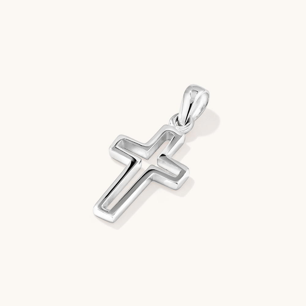 Plain Open Cross Pendant in Sterling Silver Pendants Bevilles 