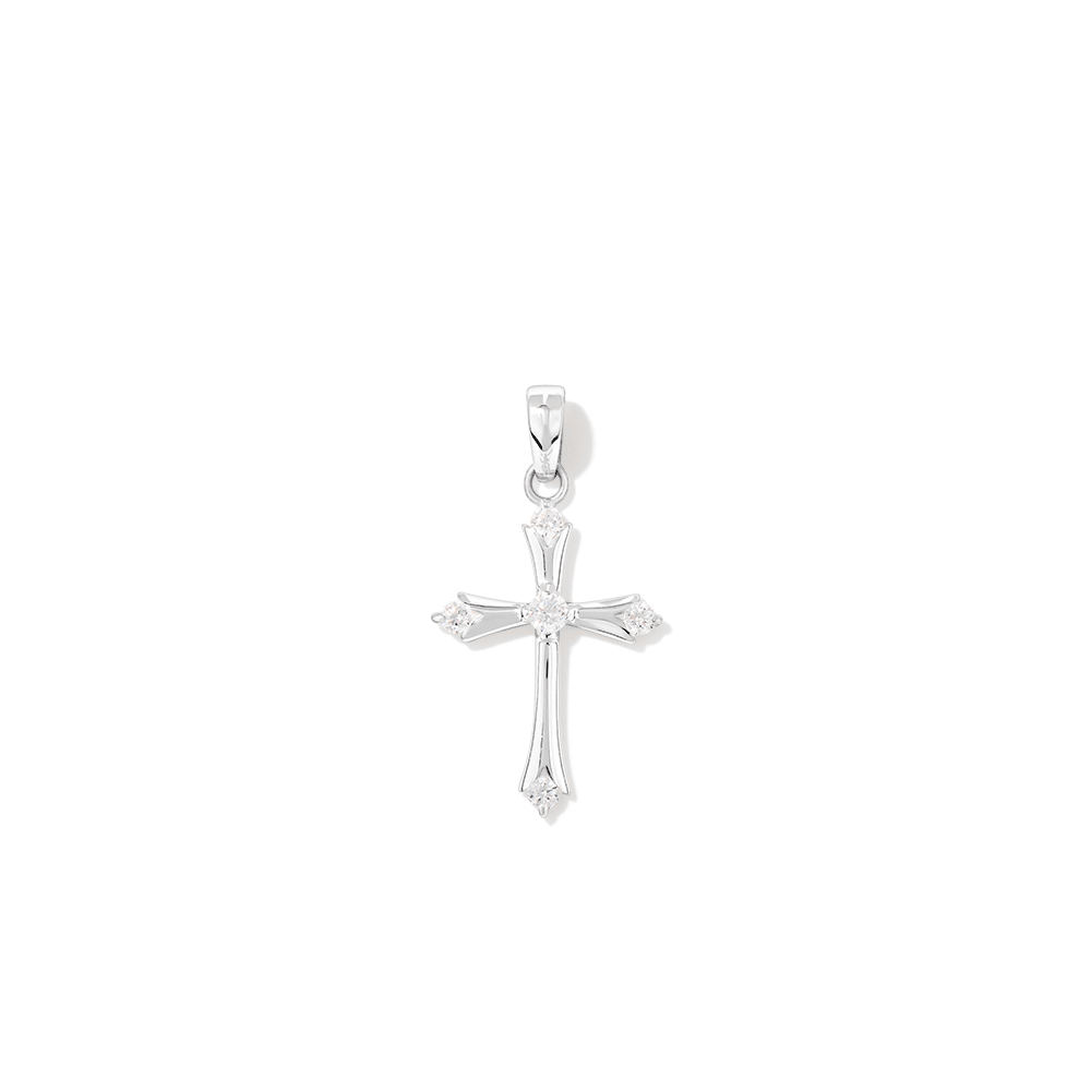 5 Cubic Zirconia Cross Pendant in Sterling Silver Pendants Bevilles 