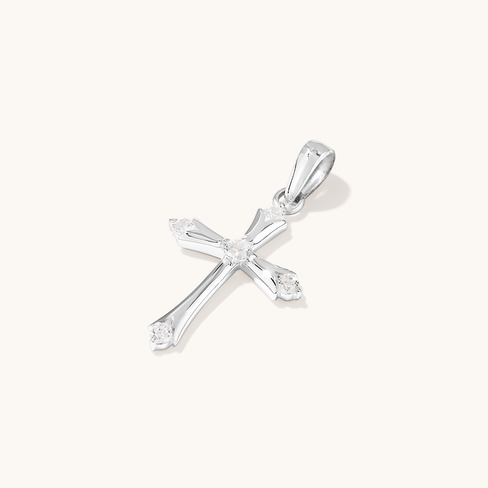 5 Cubic Zirconia Cross Pendant in Sterling Silver Pendants Bevilles 