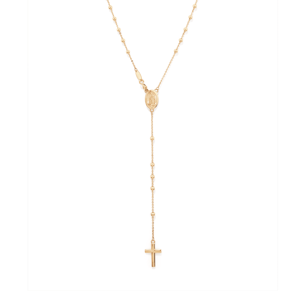 61cm Rosary in 9kt Bonded Gold Silver Filled Pendants Bevilles 