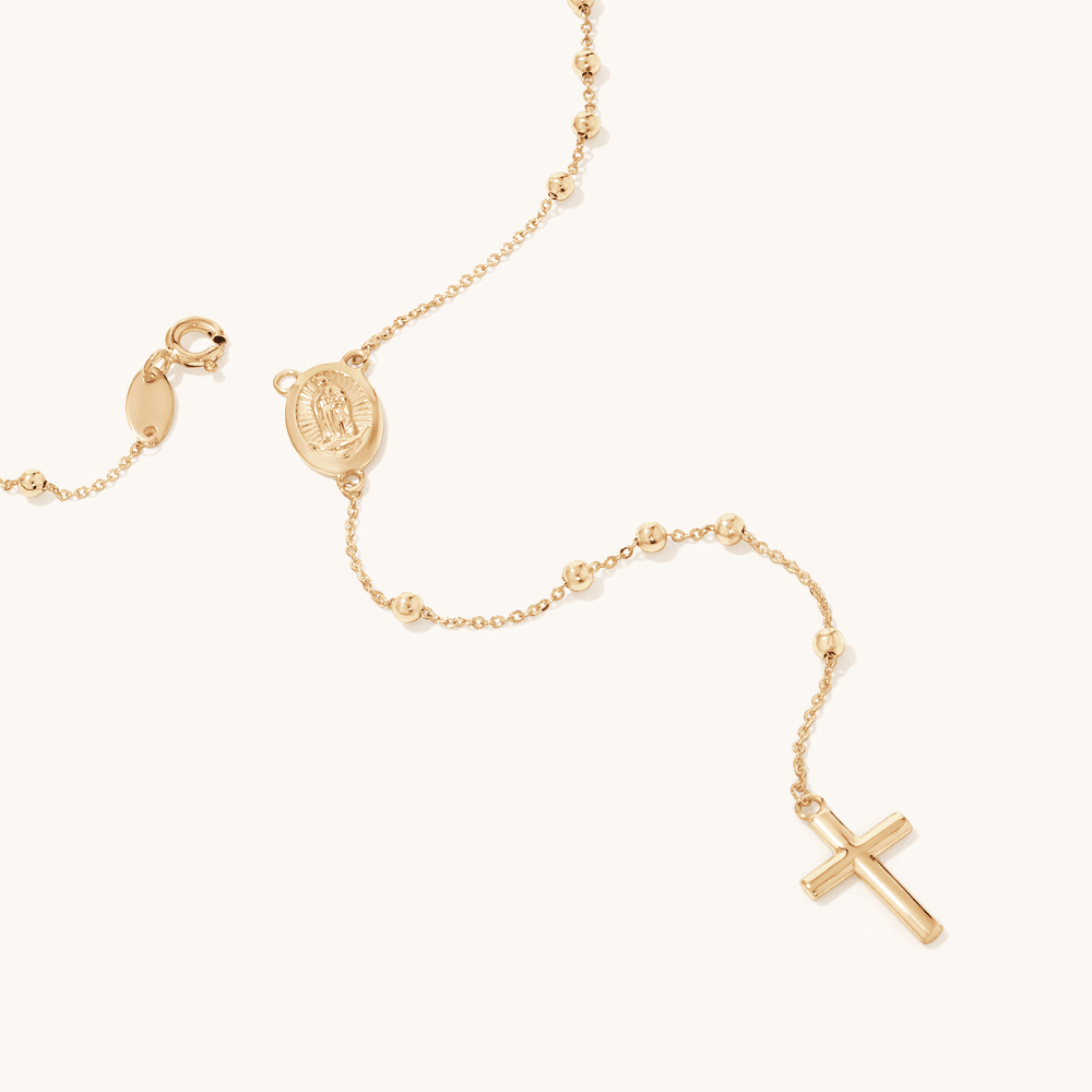 61cm Rosary in 9kt Bonded Gold Silver Filled Pendants Bevilles 