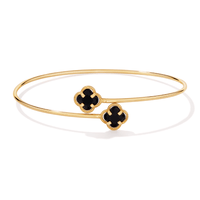60mm Black Crystal Clover Bangle in 9kt Bonded Gold Silver Filled Bangles Bevilles 