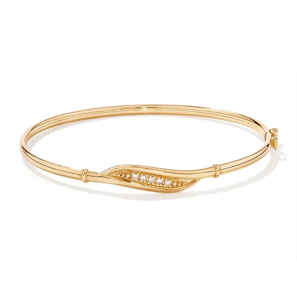 60mm Cubic Zirconia Bangle in 9kt Bonded Gold Silver Filled Bangles Bevilles 