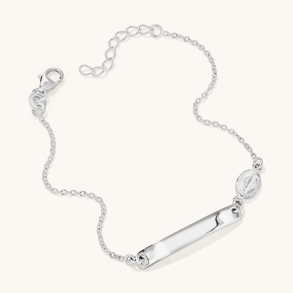 Children's 15cm Medal And Id Bracelet in Sterling Silver Bracelets Bevilles 