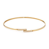 60mm Cubic Zirconia Bar Bangle in 9kt Bonded Gold Silver Filled Bangles Bevilles 