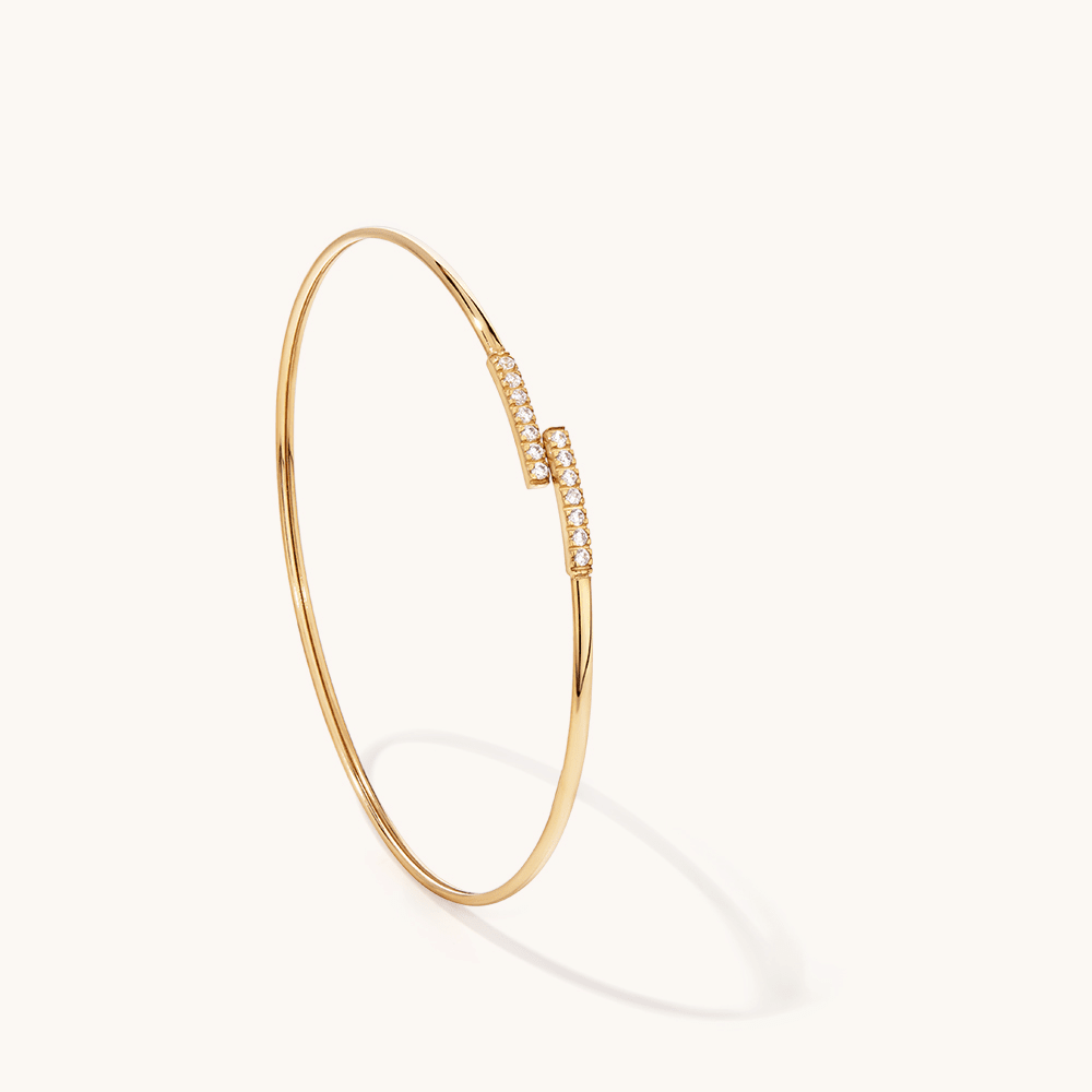60mm Cubic Zirconia Bar Bangle in 9kt Bonded Gold Silver Filled Bangles Bevilles 
