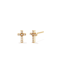 8mm Cubic Zirconia Cross Stud Earrings in 18kt Gold Plated Sterling Silver Earrings Bevilles 