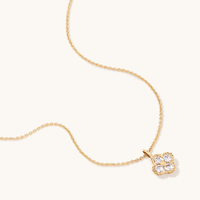 45cm Cubic Zirconia Clover Necklace in 18kt Fine Gold Plated Sterling Silver Pendants Bevilles 