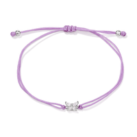 25cm Cubic Zirconia Butterfly Purple Bolo Bracelet in Sterling Silver Bracelets Bevilles 