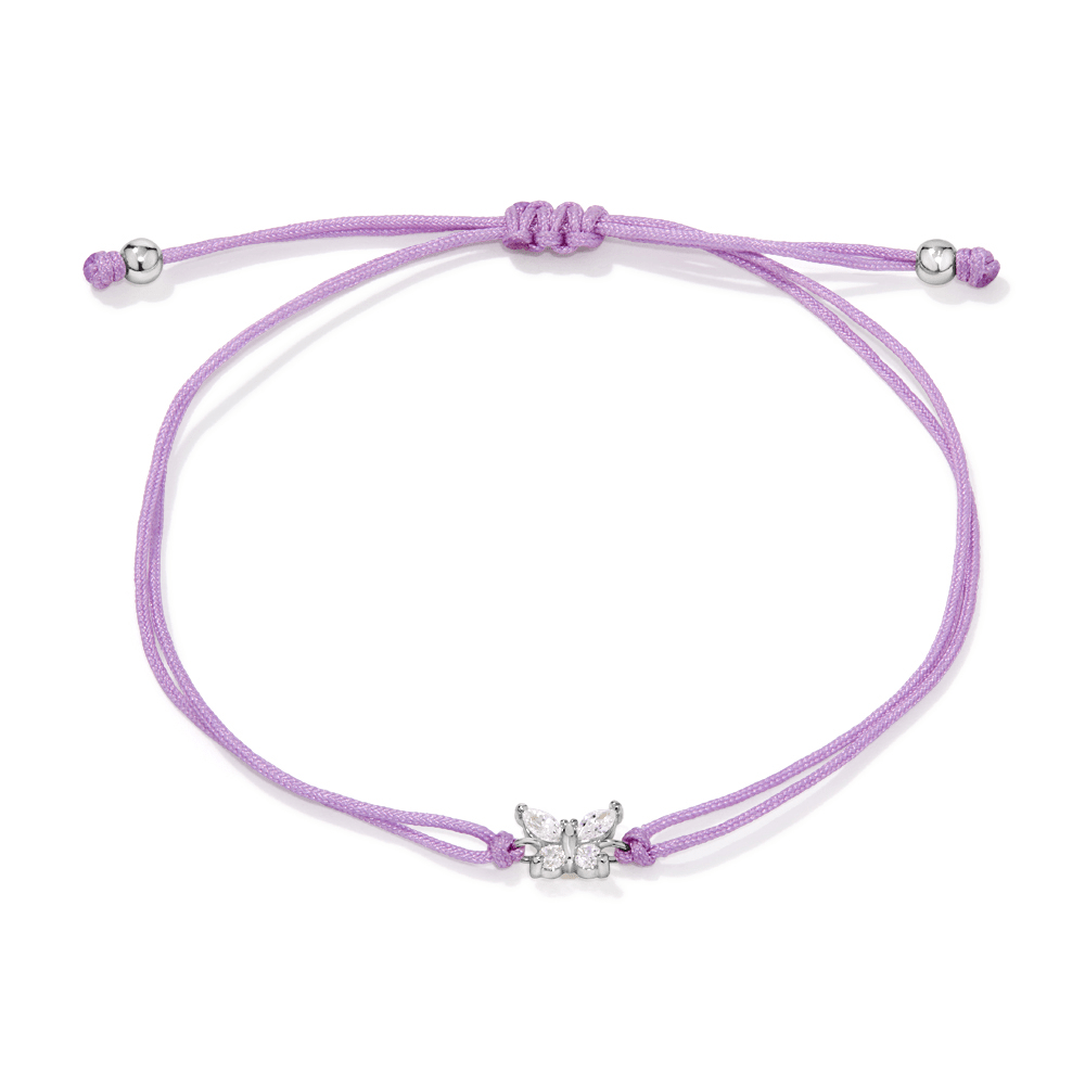 25cm Cubic Zirconia Butterfly Purple Bolo Bracelet in Sterling Silver Bracelets Bevilles 