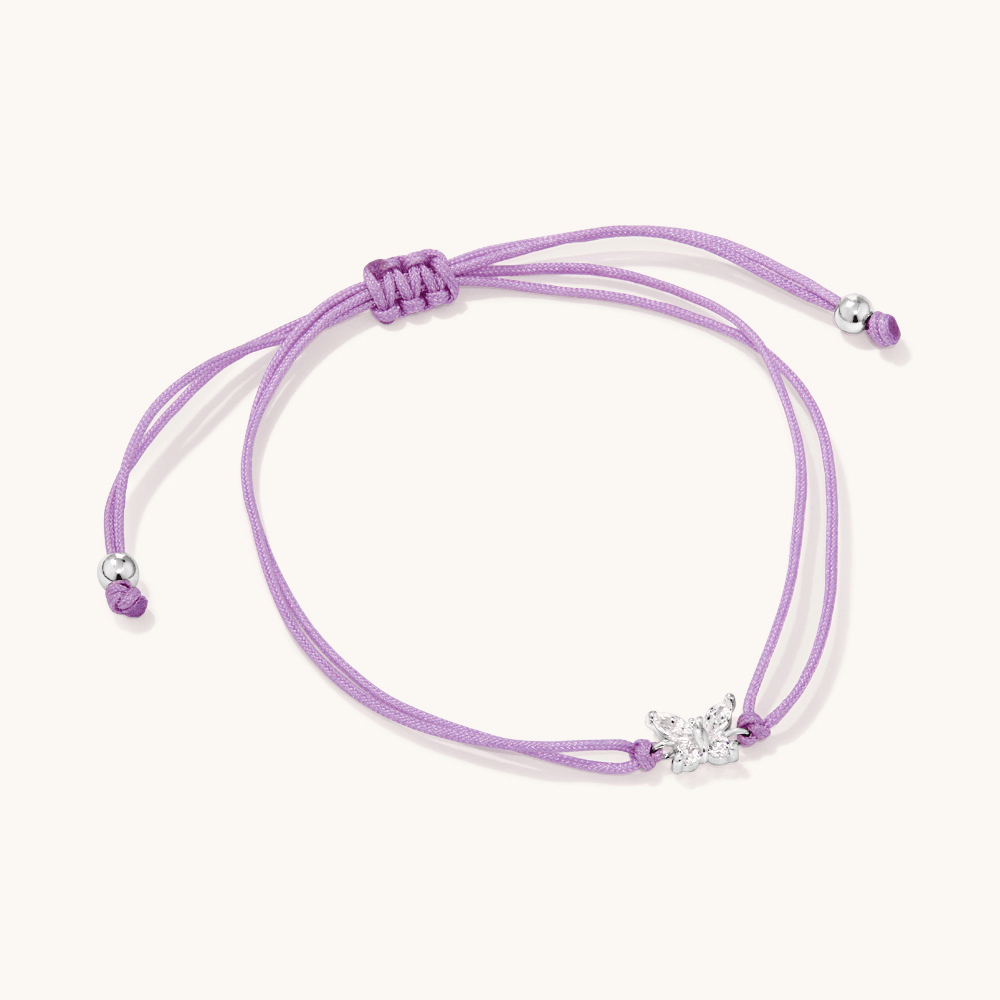 25cm Cubic Zirconia Butterfly Purple Bolo Bracelet in Sterling Silver Bracelets Bevilles 