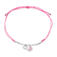 25cm Enamel Charm Butterfly Heart Pink Bolo Bracelet in Sterling Silver Bracelets Bevilles 