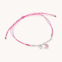 25cm Enamel Charm Butterfly Heart Pink Bolo Bracelet in Sterling Silver Bracelets Bevilles 