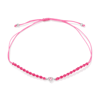 25cm Cubic Zirconia Heart Pink Bolo Bracelet in Sterling Silver Bracelets Bevilles 