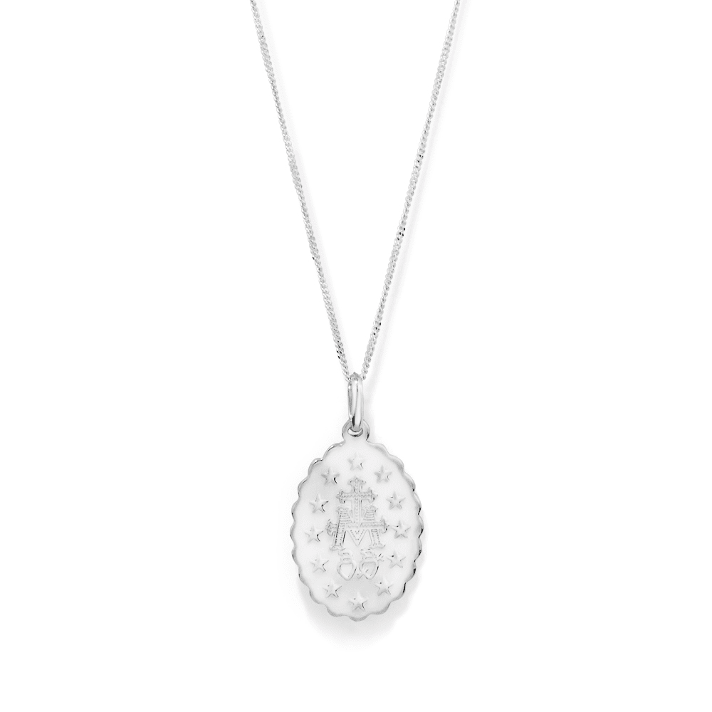 50cm Mother Mary Necklace in Sterling Silver Pendants Bevilles 