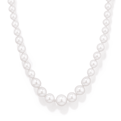50cm Graduated Shell Pearl Necklace in Sterling Silver Pendants Bevilles 