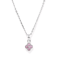 45cm Cubic Zirconia Pink Clover Necklace in Sterling Silver Pendants Bevilles 