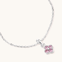 45cm Cubic Zirconia Pink Clover Necklace in Sterling Silver Pendants Bevilles 