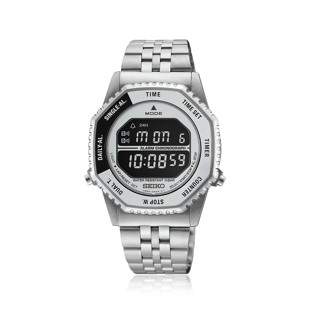Seiko Digital Sport Silver Tone Watch HFL002P Watches Seiko 