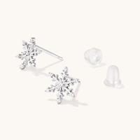Christmas Snowflake Stud Earrings with Cubic Zirconia in Sterling Silver Earrings Bevilles 