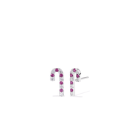 Christmas Candy Cane Stud Earrings With Cubic Zirconia in Sterling Silver Earrings Bevilles 